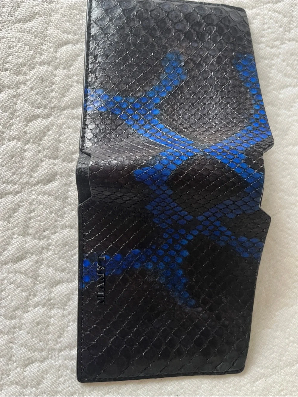 Lanvin | Black and Blue Python Leather Bifold Men’s Wallet